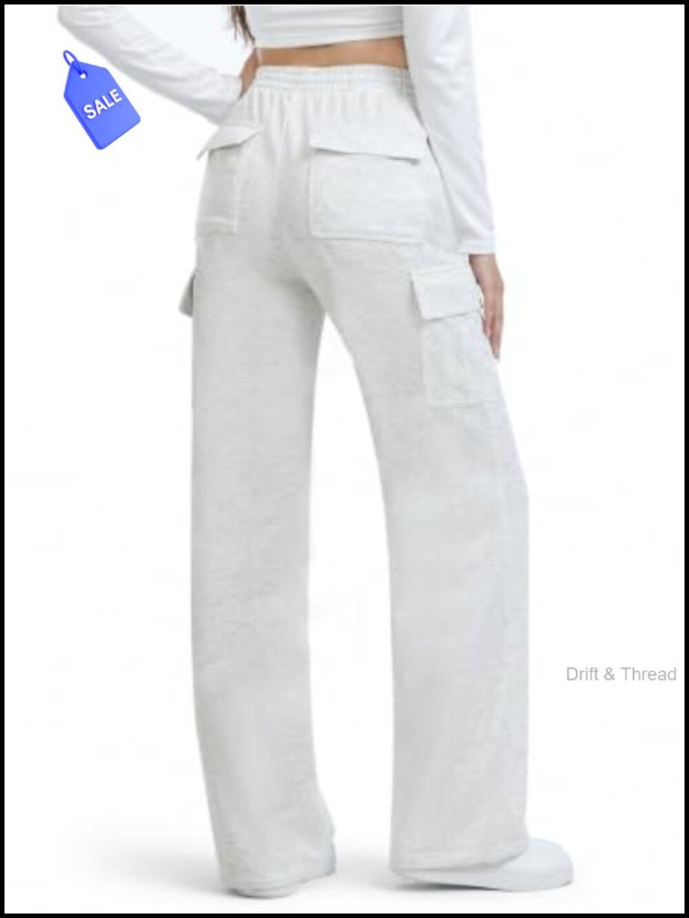 Tall Women's Cargo Sweatpants 34 Inseam 100% Polyester 6 Pockets